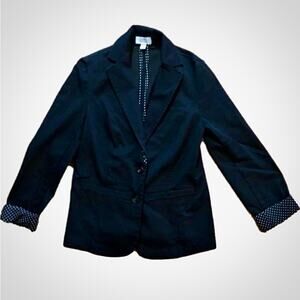 Croft & Barrow Black Polka Dot Blazer Jacket Womens Small